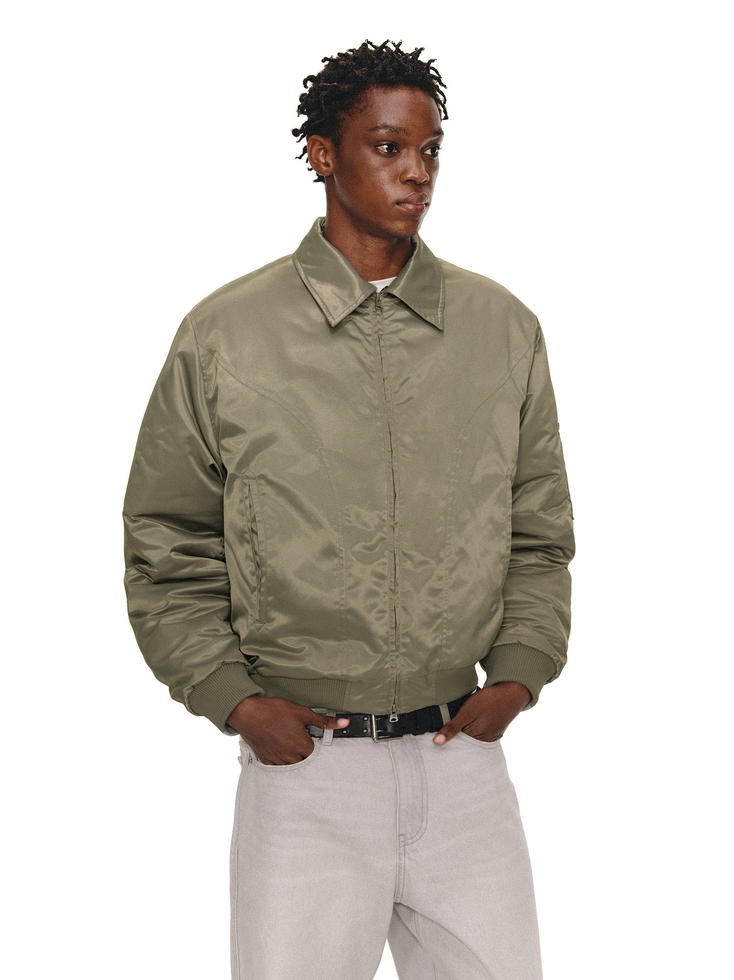 Contrast Fur Collar Bomber Jacket