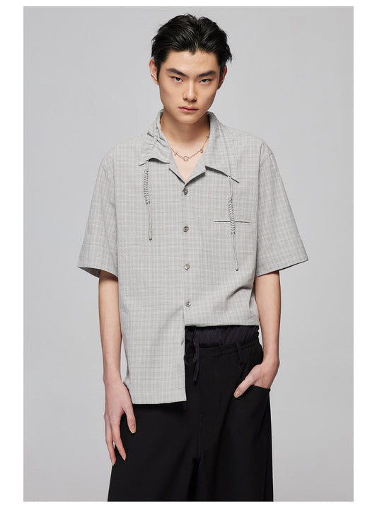 Checked shirt with drawstring design