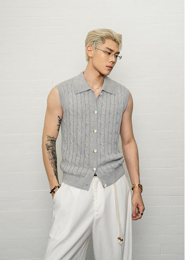 Lapel knit vest
