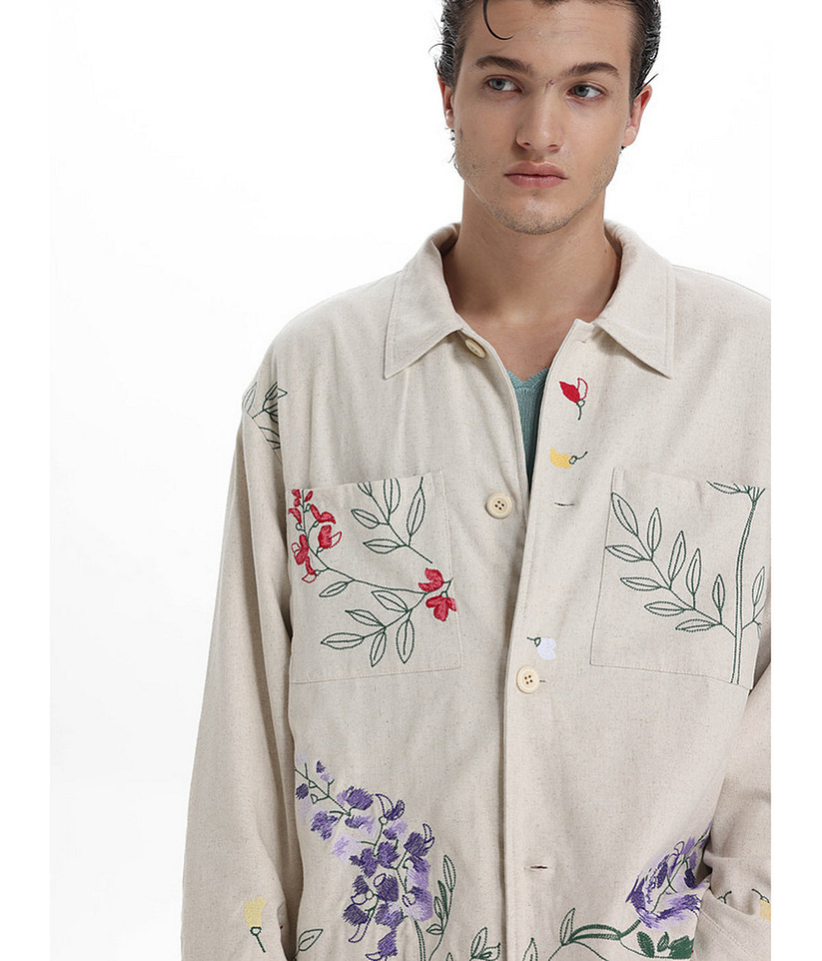 All-Over Embroidered Linen-Blend Jacket