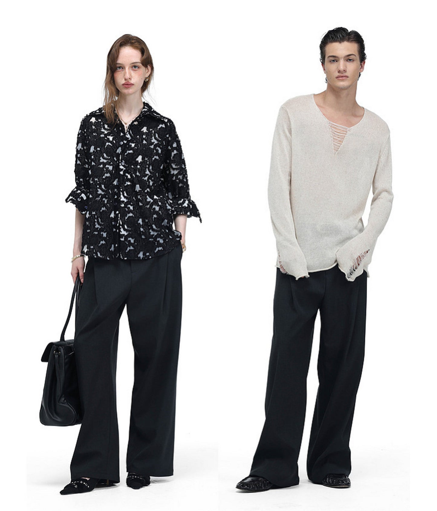 Vintage-Style Pleated Casual Pants