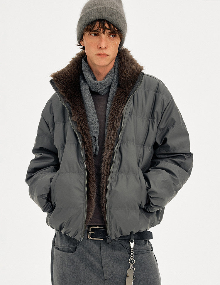 Retro Style Fur Collar Down Jacket