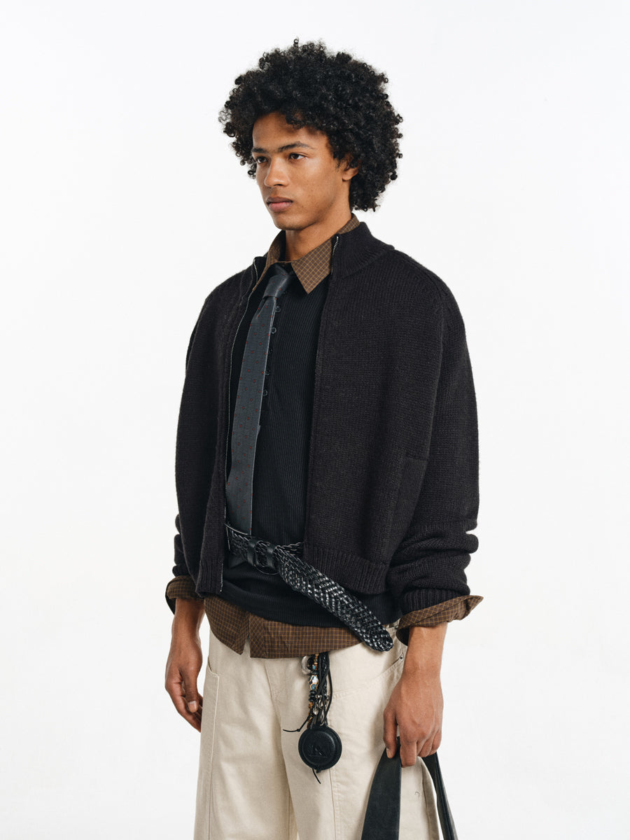 Wool Blend Stand Collar Jacket