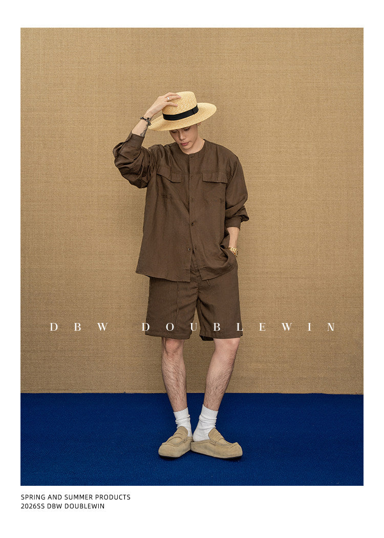 Linen-Blend Shirt Set