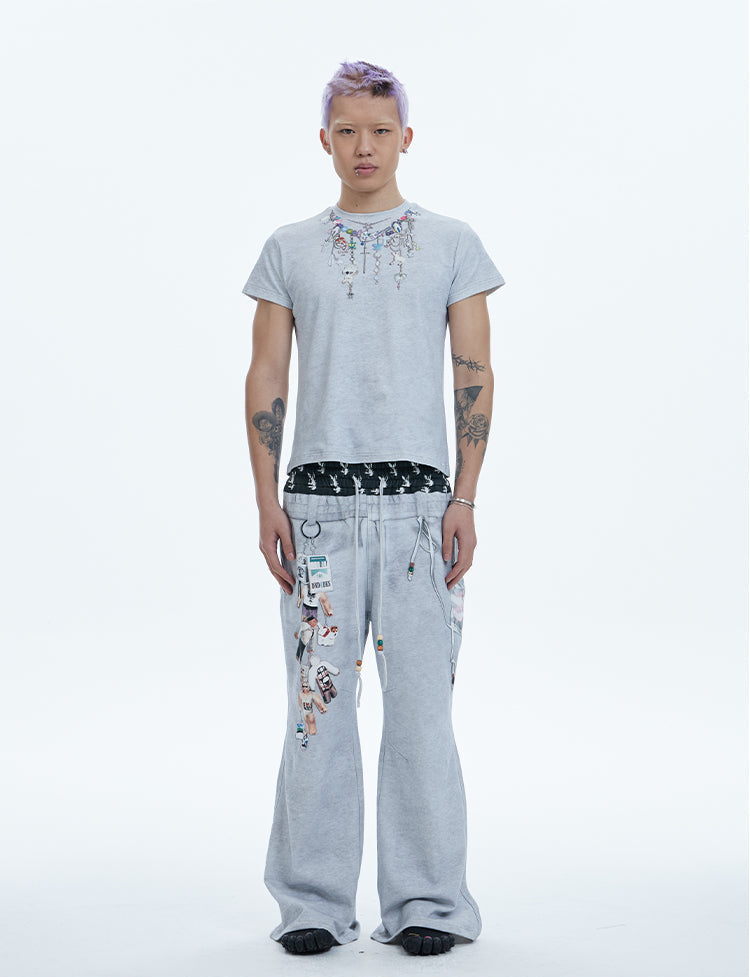 체인 프린트 라운드 넥 T-Shirt