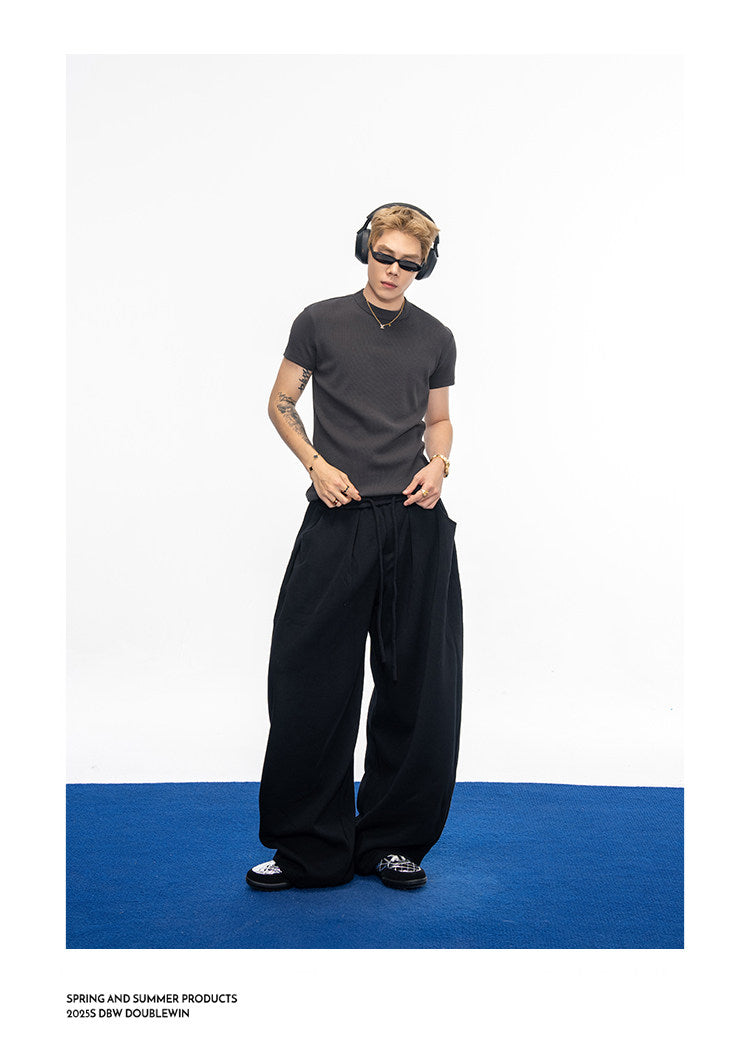 Casual Wide-Leg Sweatpants with Drawstring