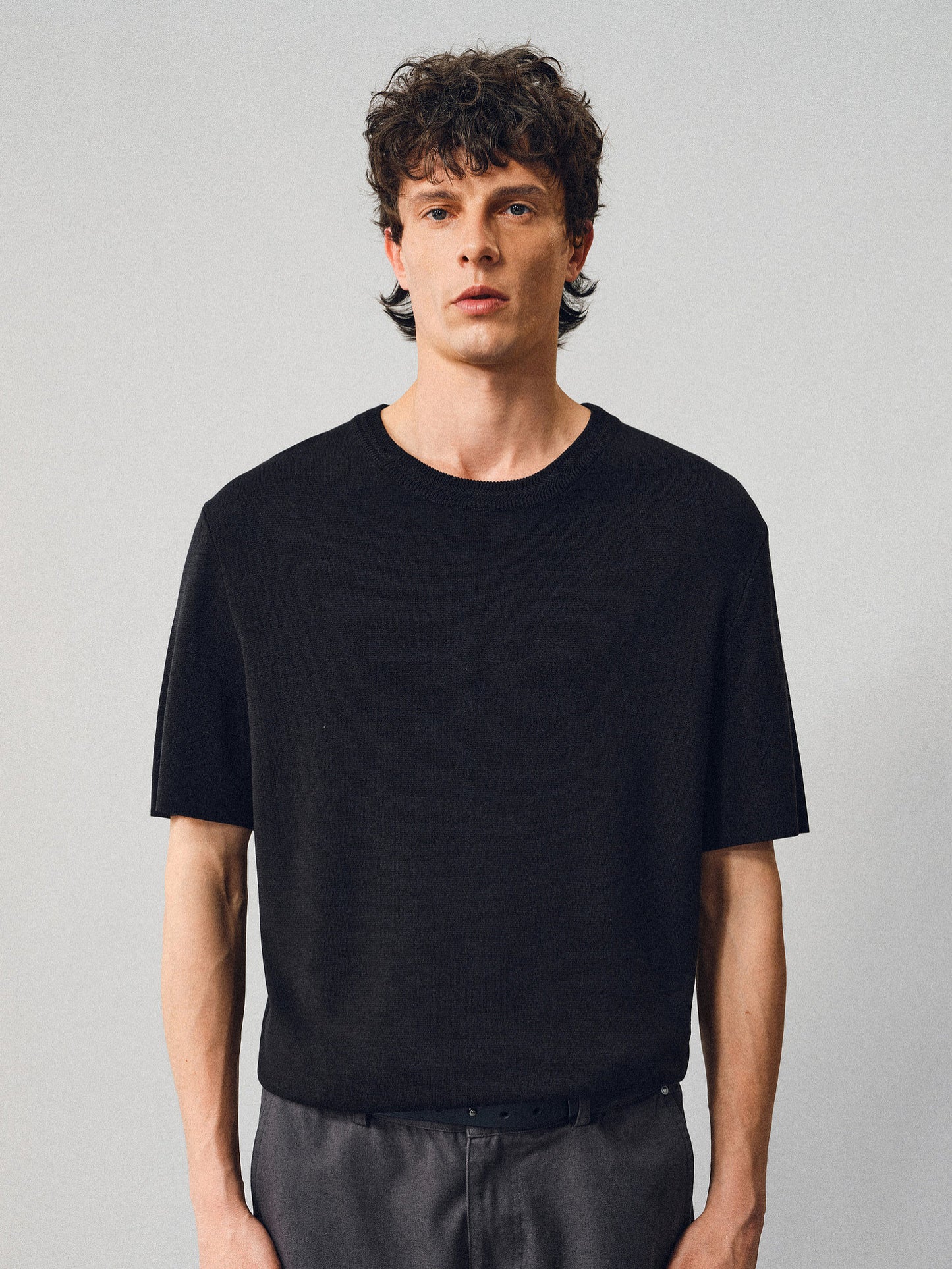 Twist-neck Knit Shirt