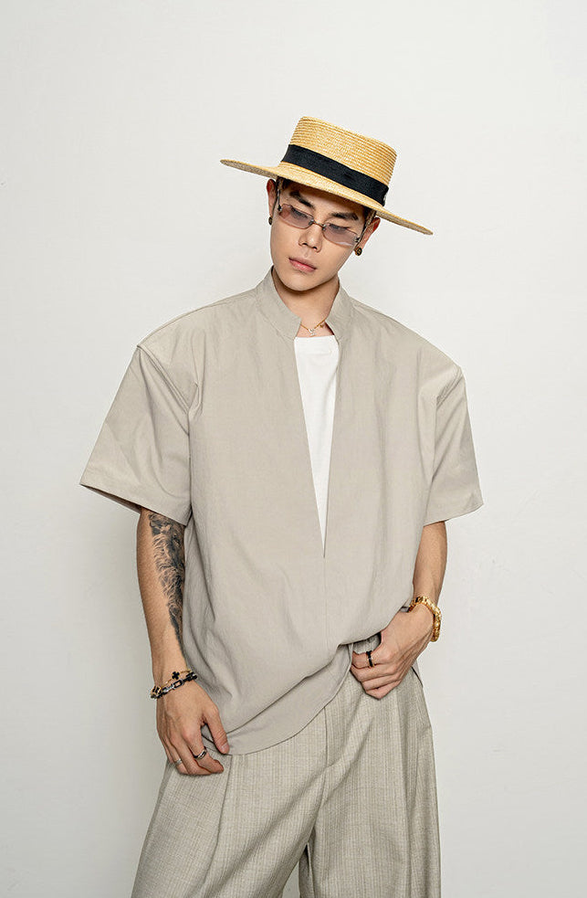 Faux Two-Piece V-Neck Shirt