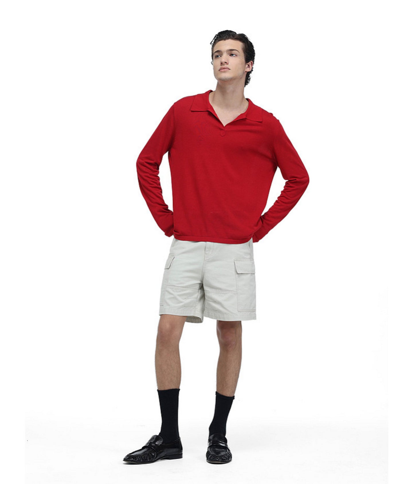 Linen-Blend Knit Polo Shirt
