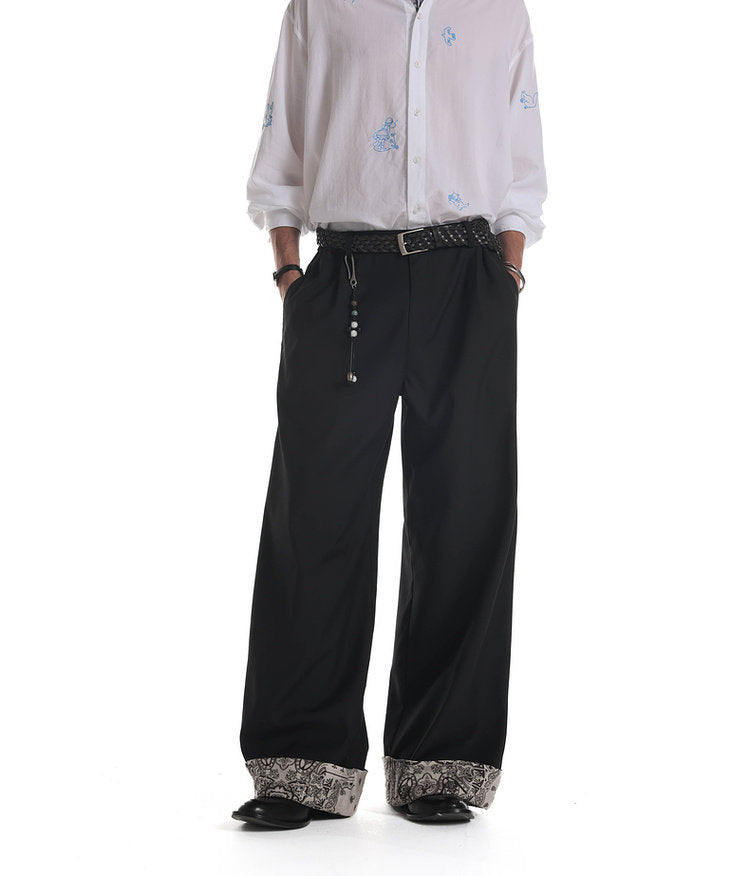 Paisley Flower Hem Casual Pants