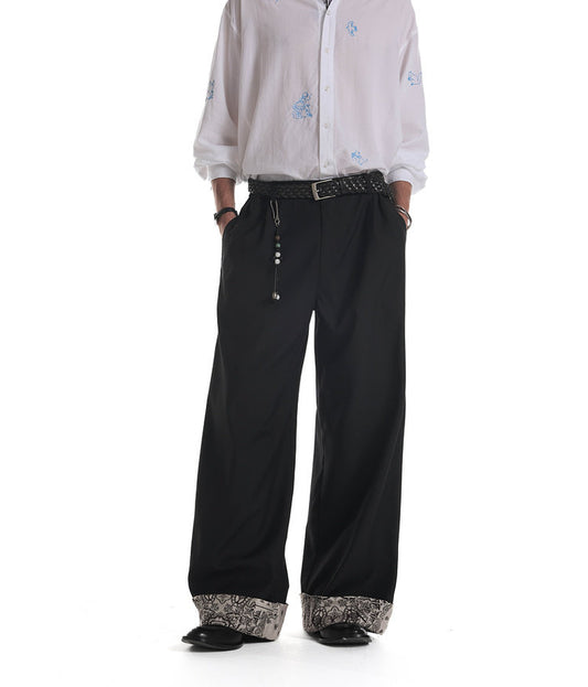 Paisley Flower Hem Casual Pants