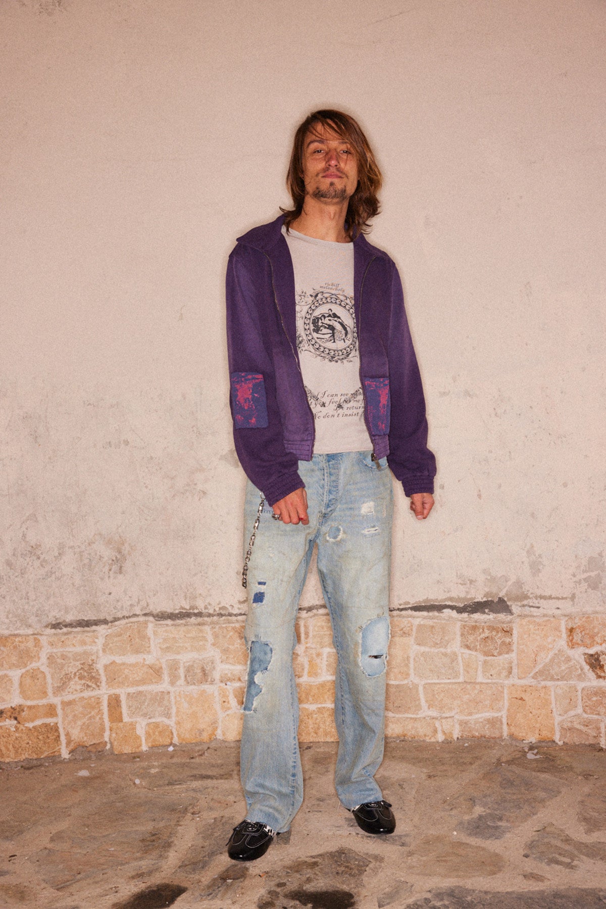 Appliqué Print Washed Sweatshirt