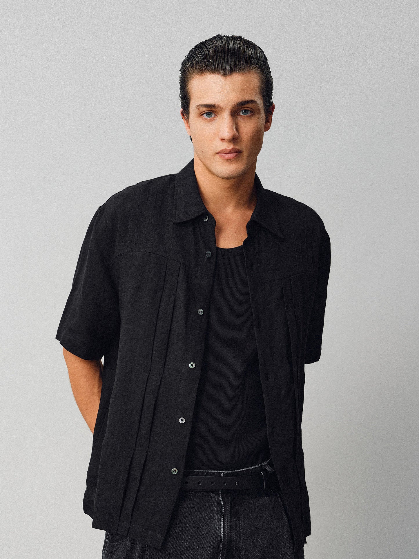 Wrinkled-effect Pleated Shirt