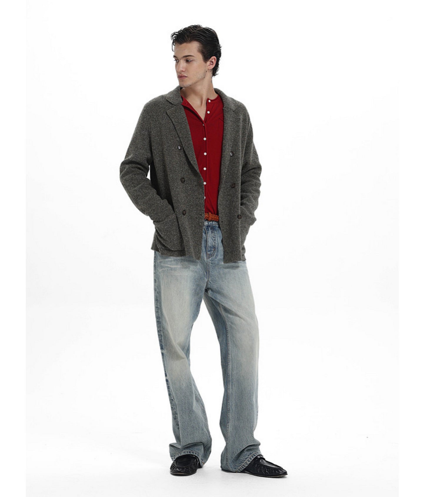 Double-Breasted Casual Knit Jacket