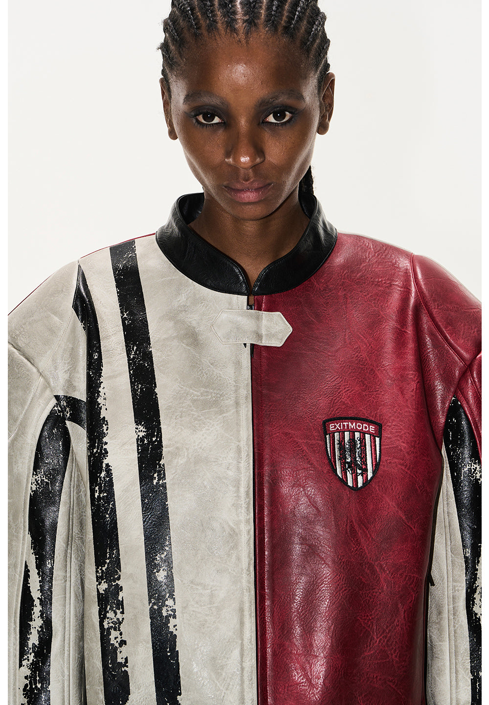 Contrast Sport Leather Jacket