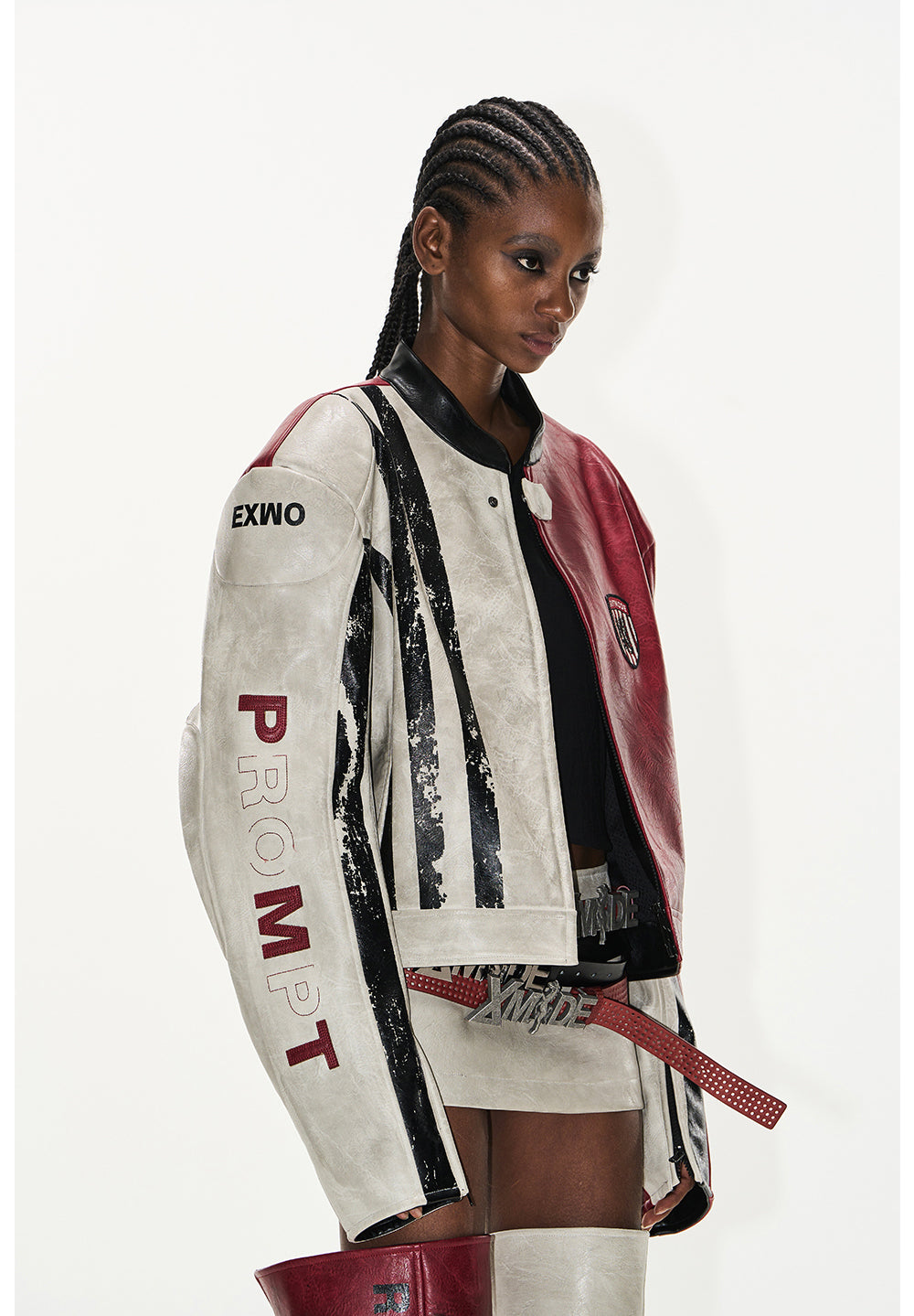 Contrast Sport Leather Jacket