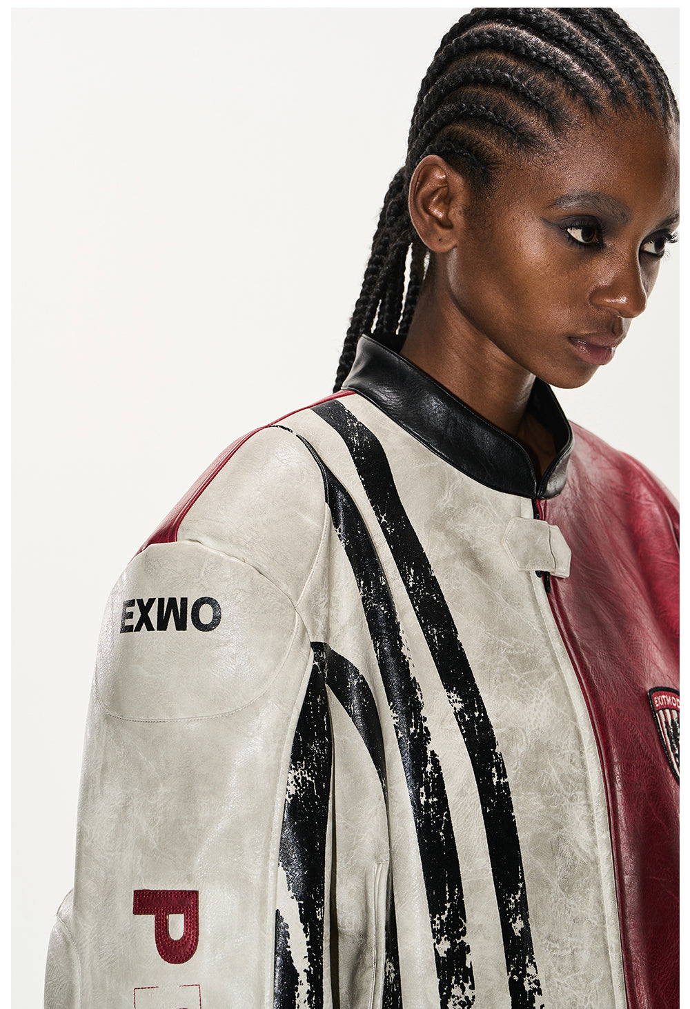 Contrast Sport Leather Jacket