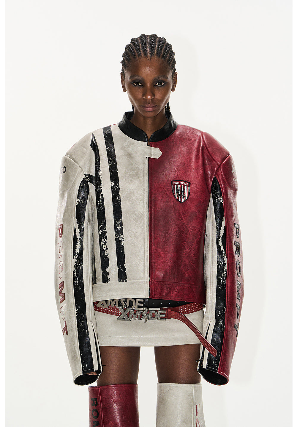 Contrast Sport Leather Jacket