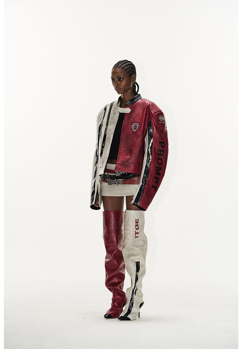 Contrast Sport Leather Jacket