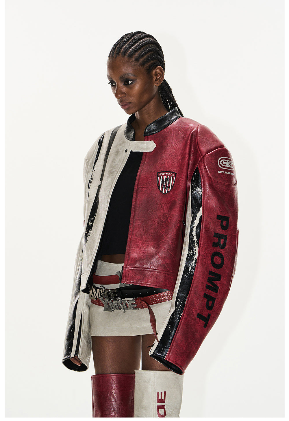 Contrast Sport Leather Jacket