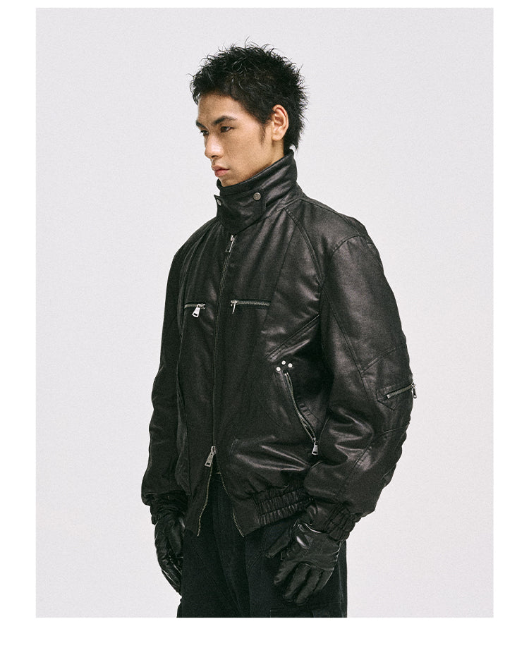 Waxed Cotton Short Warm Jacket