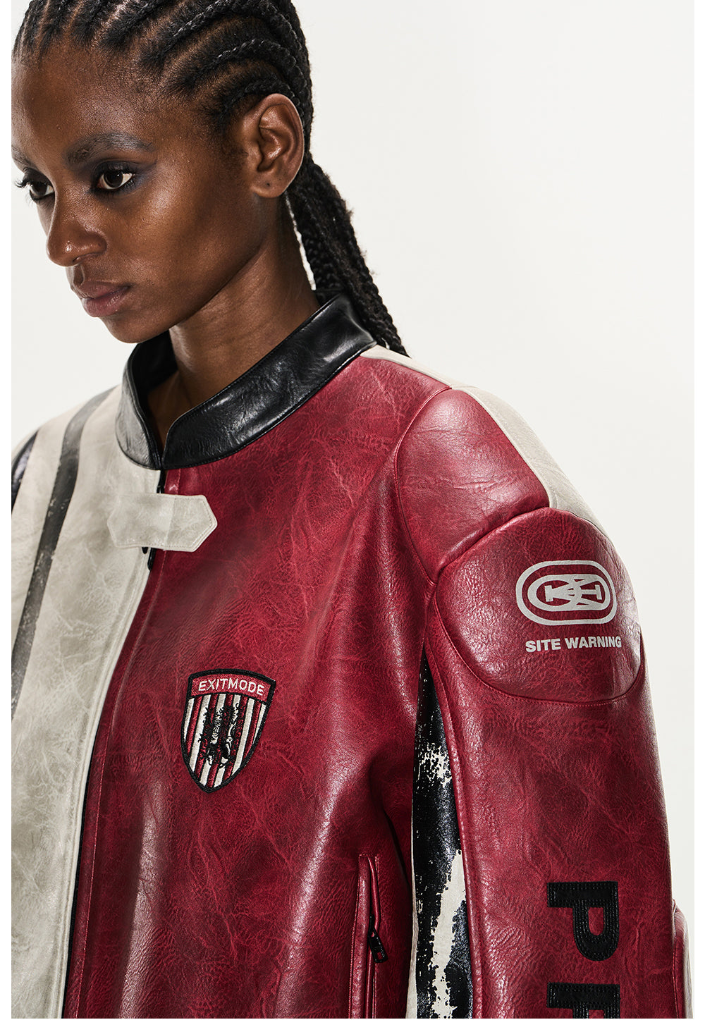 Contrast Sport Leather Jacket