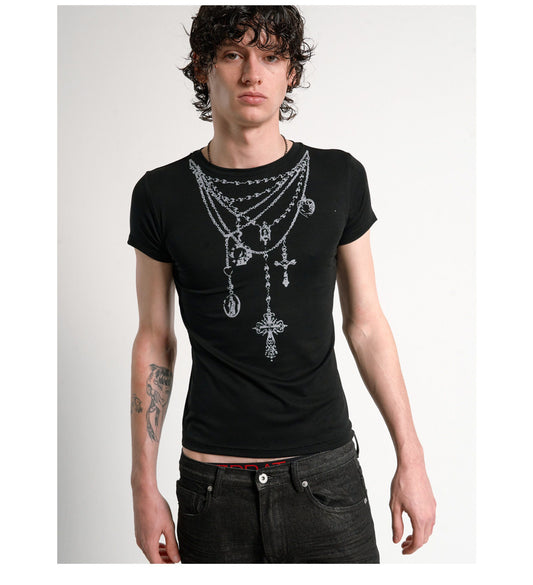 슬림핏 레트로 펑크 티셔츠