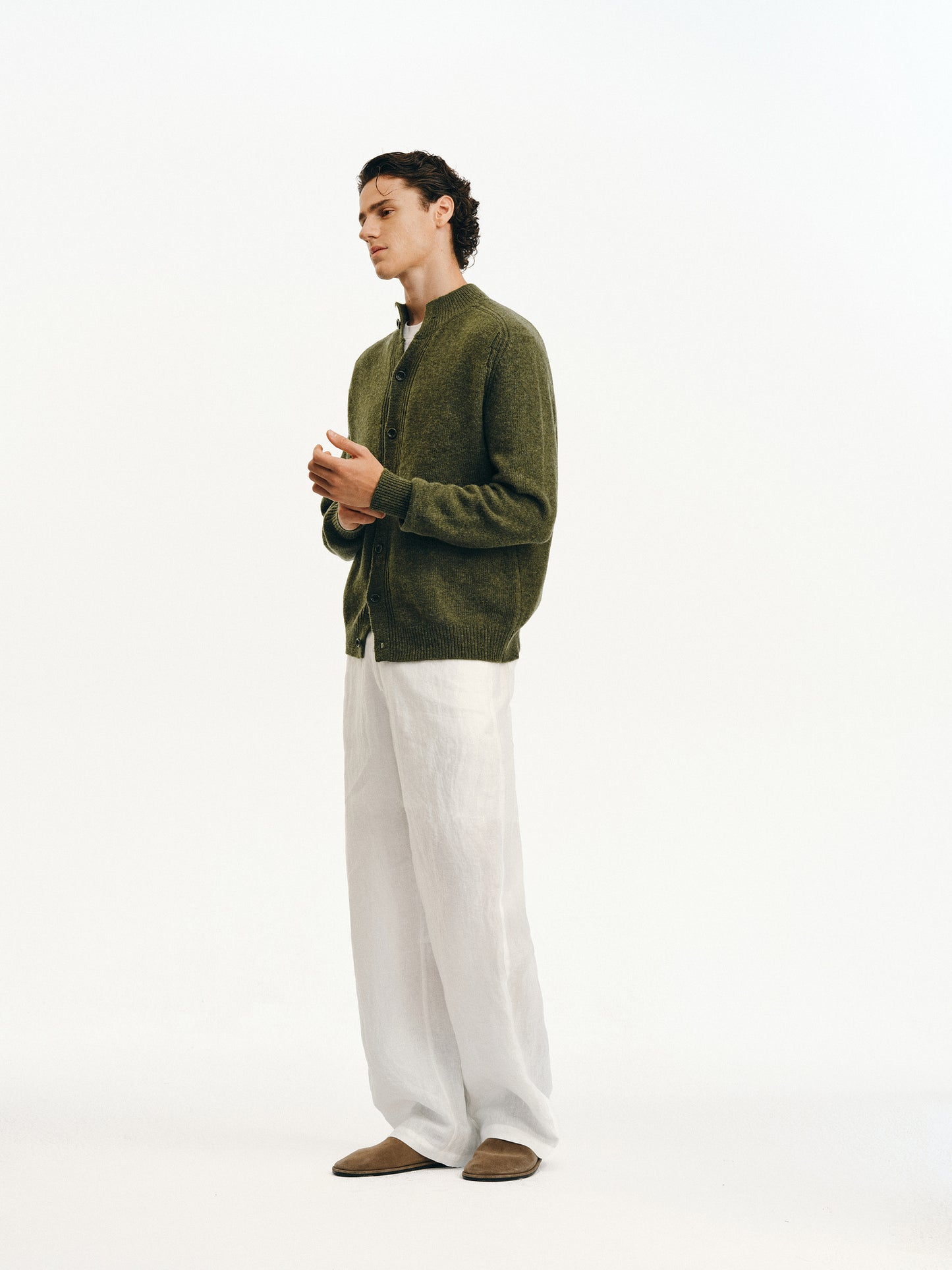 Wool Half-High Collar Cardigan