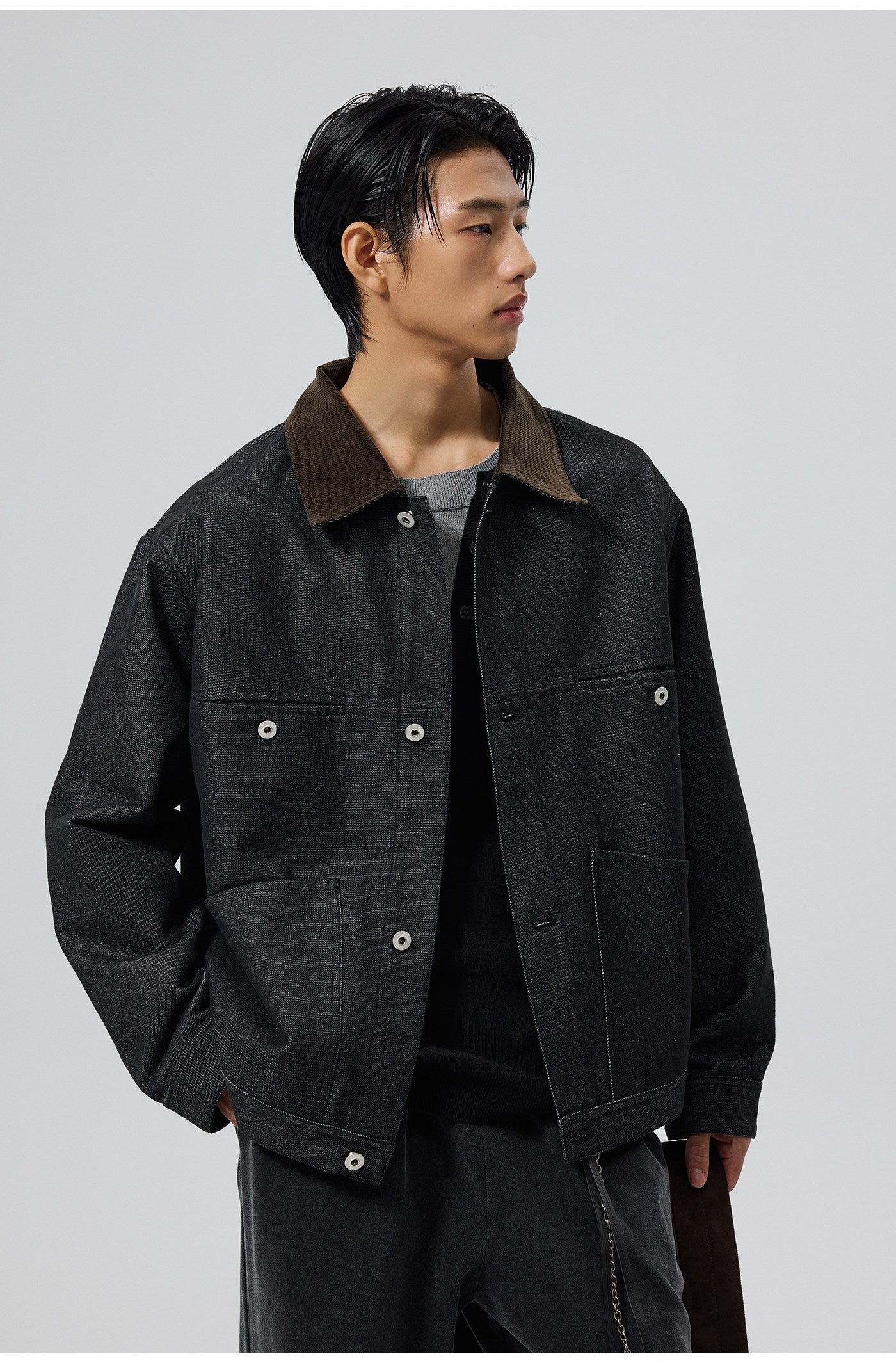 Corduroy Collar Denim Jacket