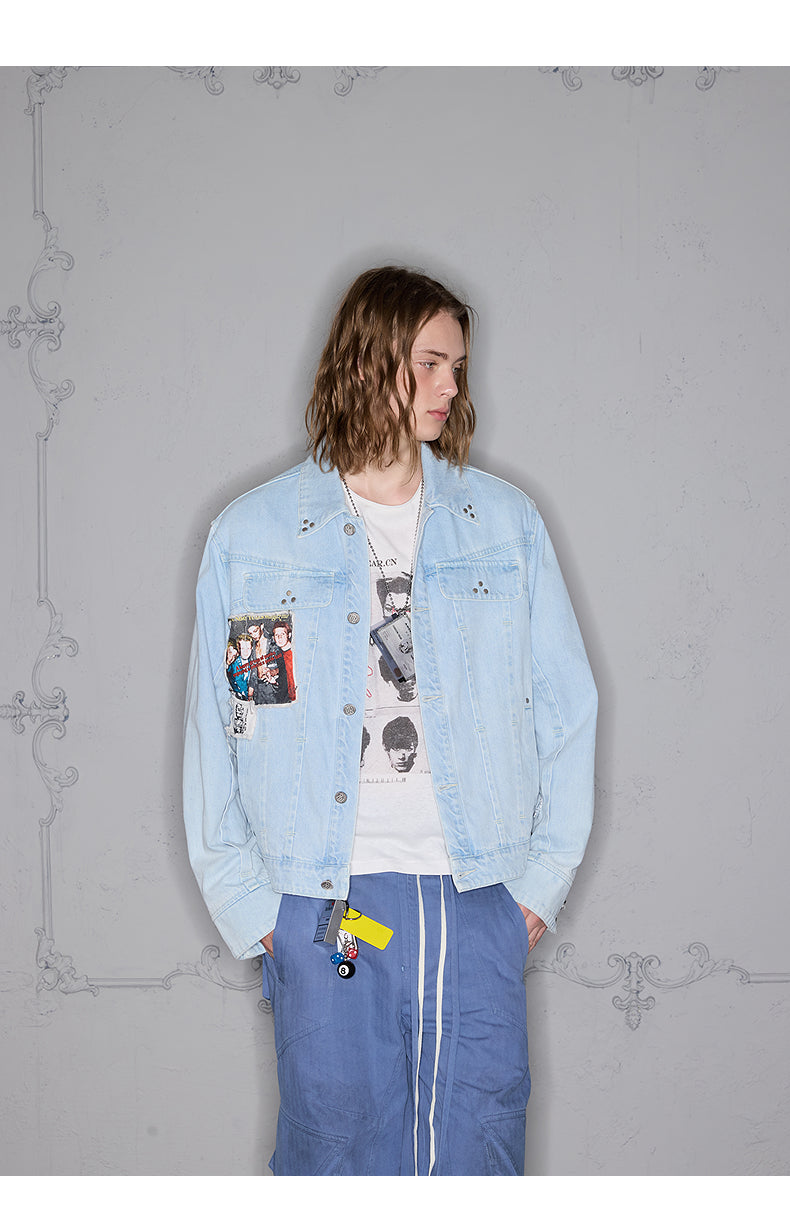 Deconstructed Pattern Denim Jacket