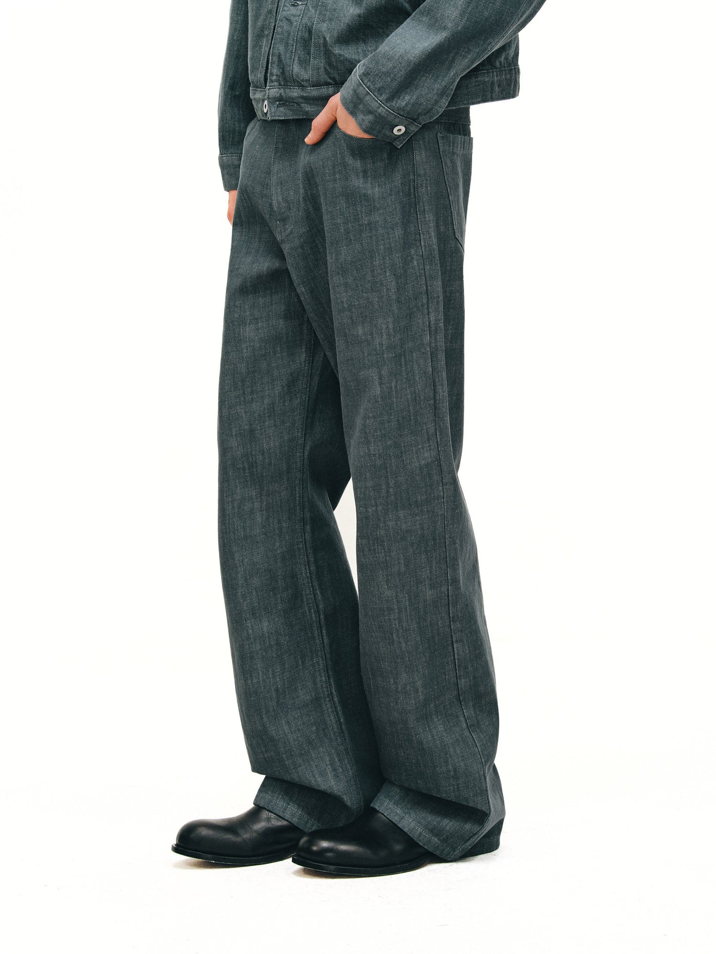 Genuine Leather Pocket Jeans