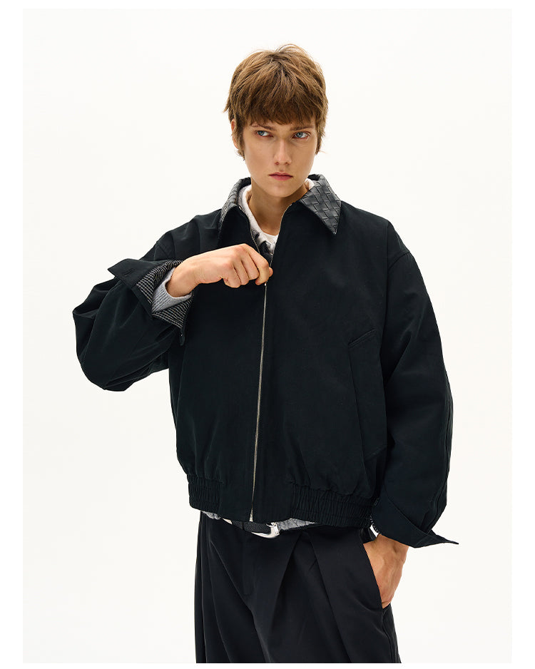 Diamond Leather Collar Jacket