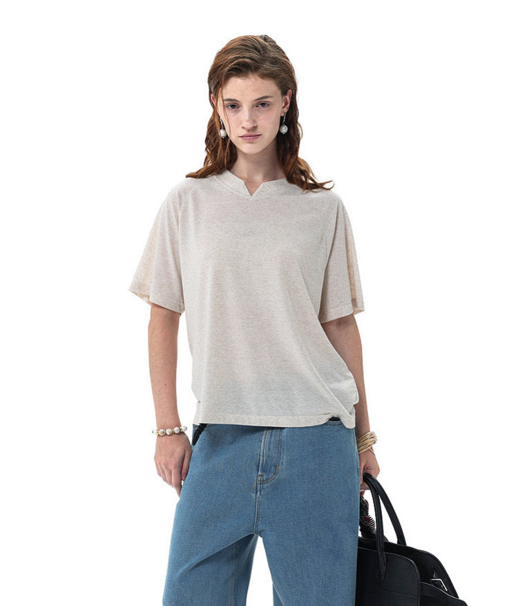 Small V-neck Raglan T-shirt