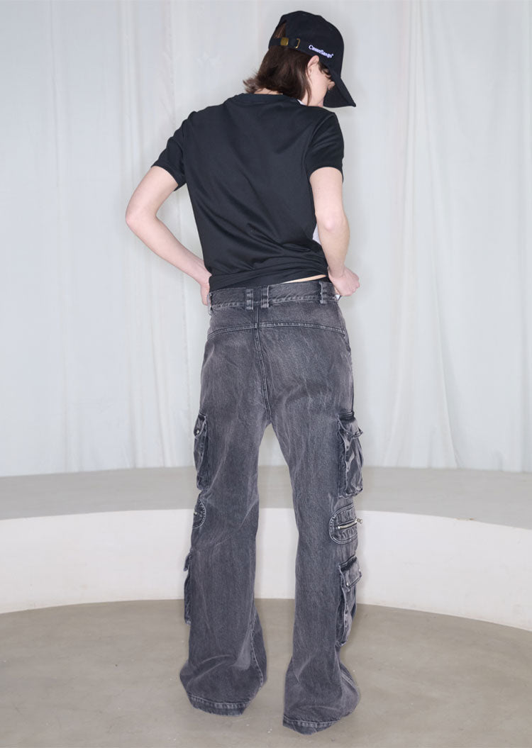 Multi-pocket bootcut jeans