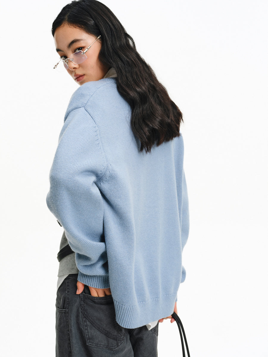 Cotton & Wool Crew Neck Cardigan