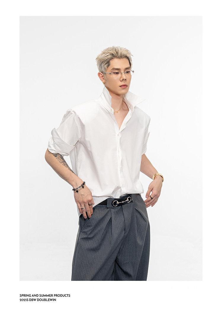 롤업 슬리브 와이드 셔츠