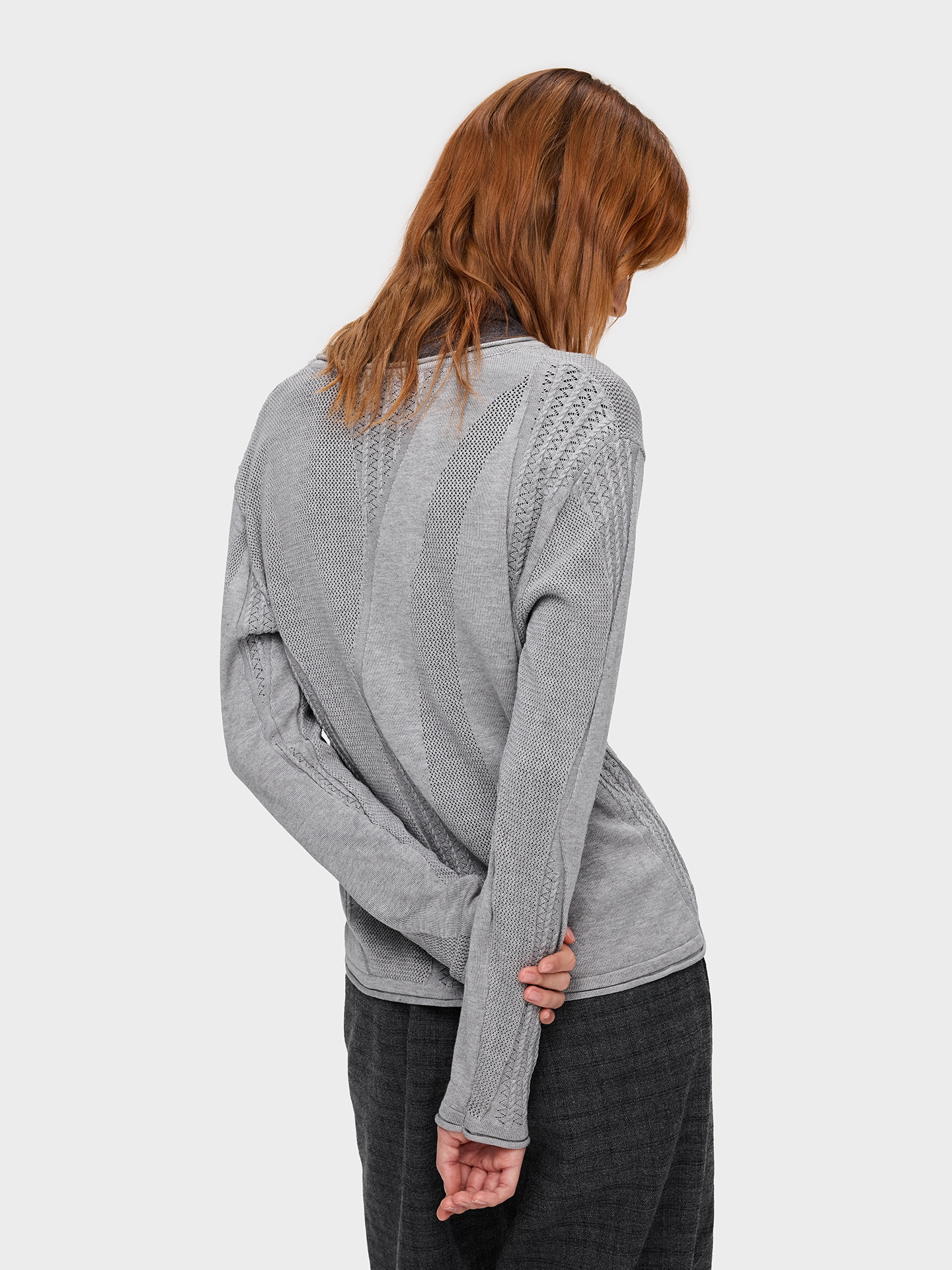 Round-Neck Rolled-Edge Knit Shirt