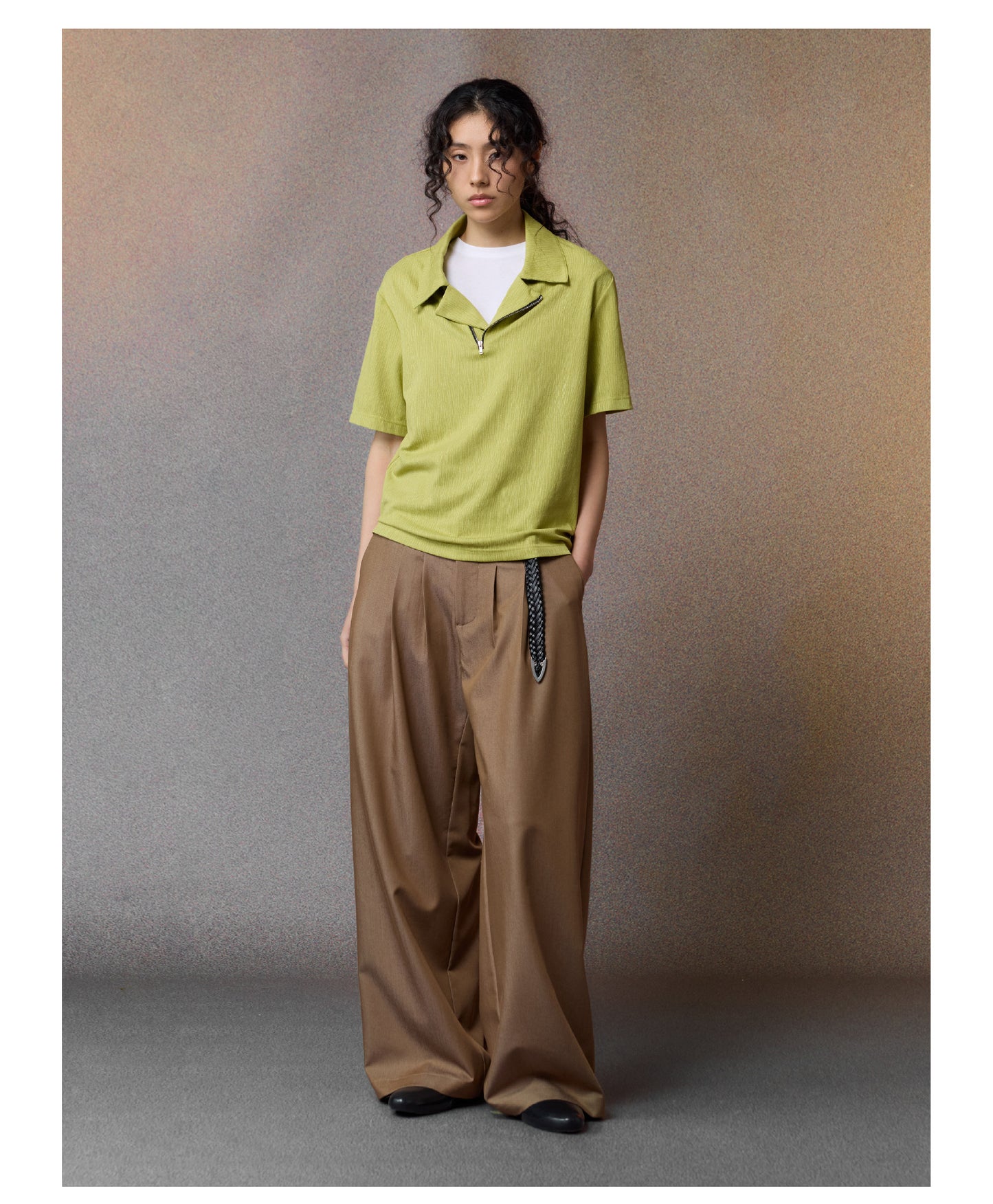 Draped Straight-Leg Pants