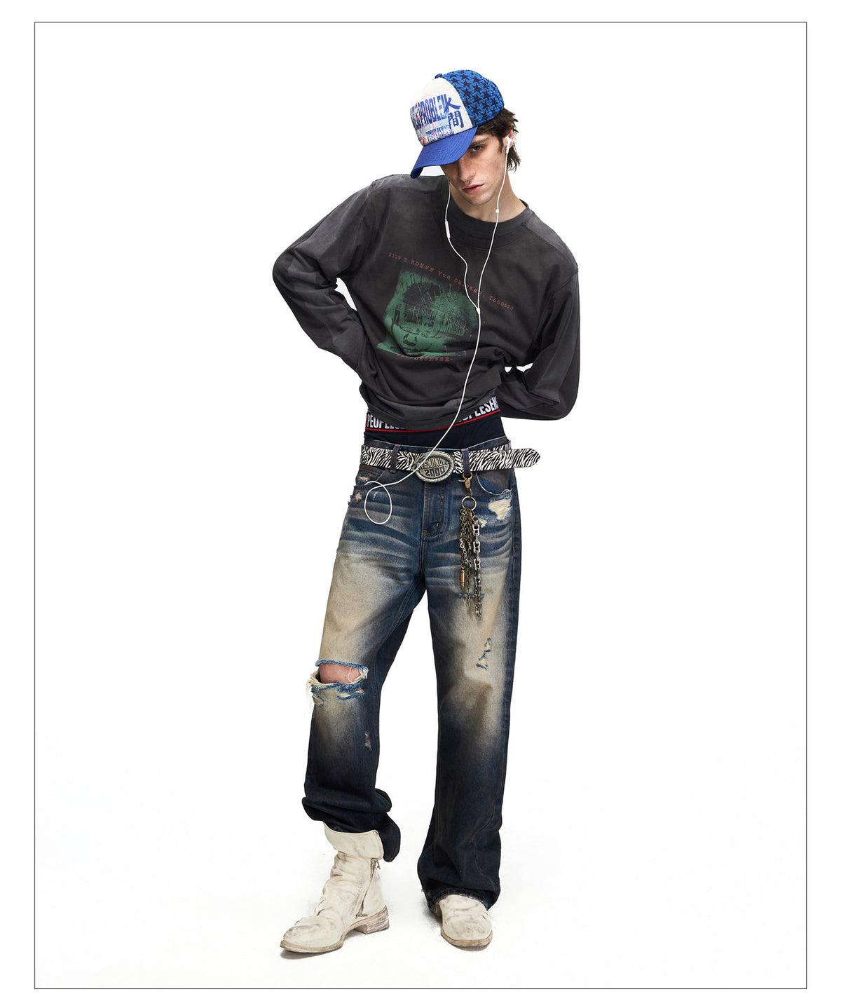 Vintage-Style Micro-Flared Denim Pants