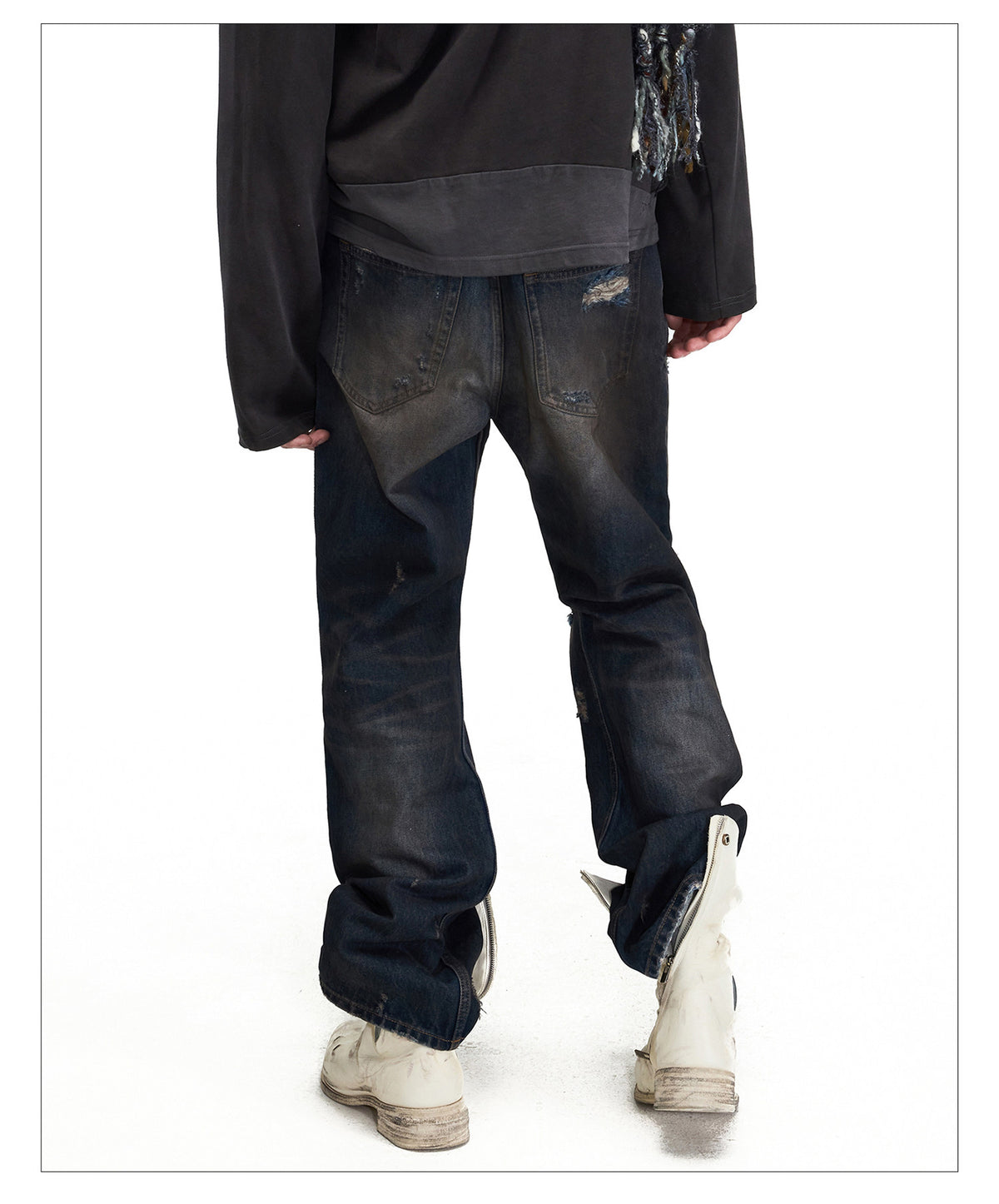 Vintage-Style Micro-Flared Denim Pants