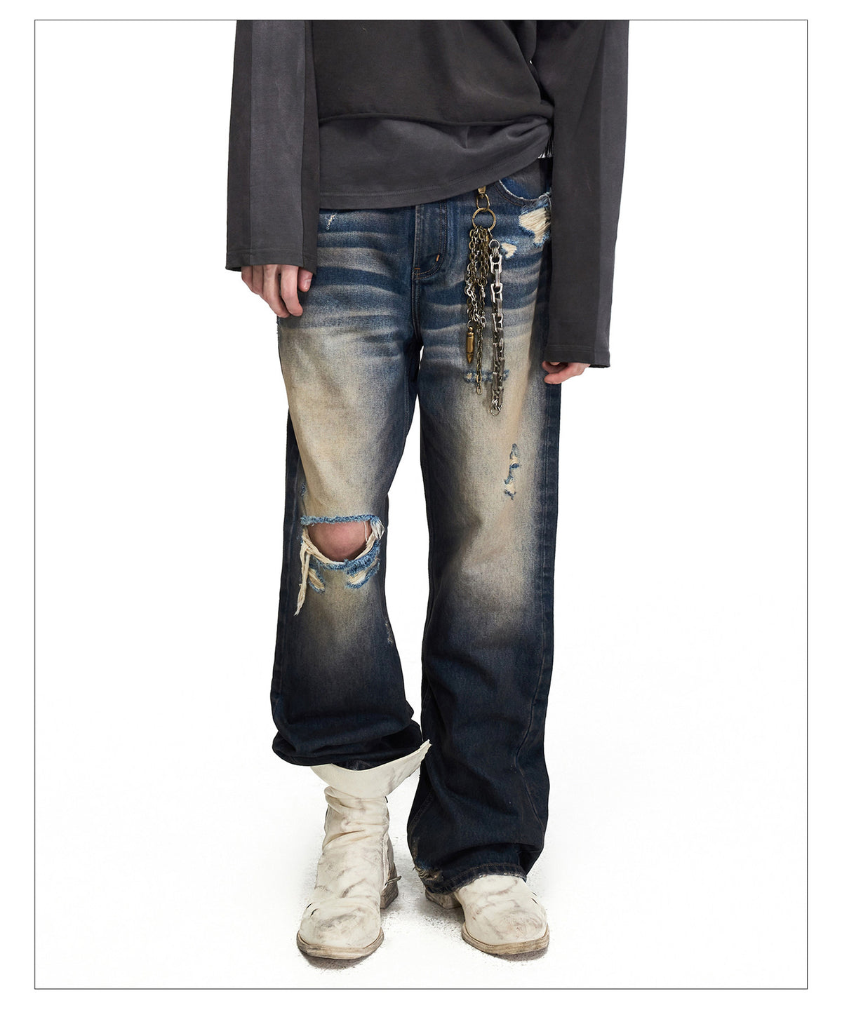 Vintage-Style Micro-Flared Denim Pants