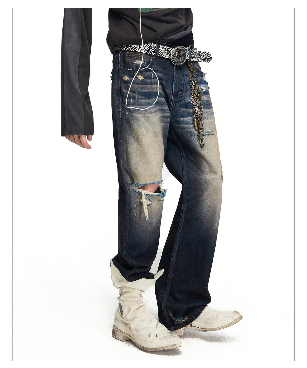 Vintage-Style Micro-Flared Denim Pants