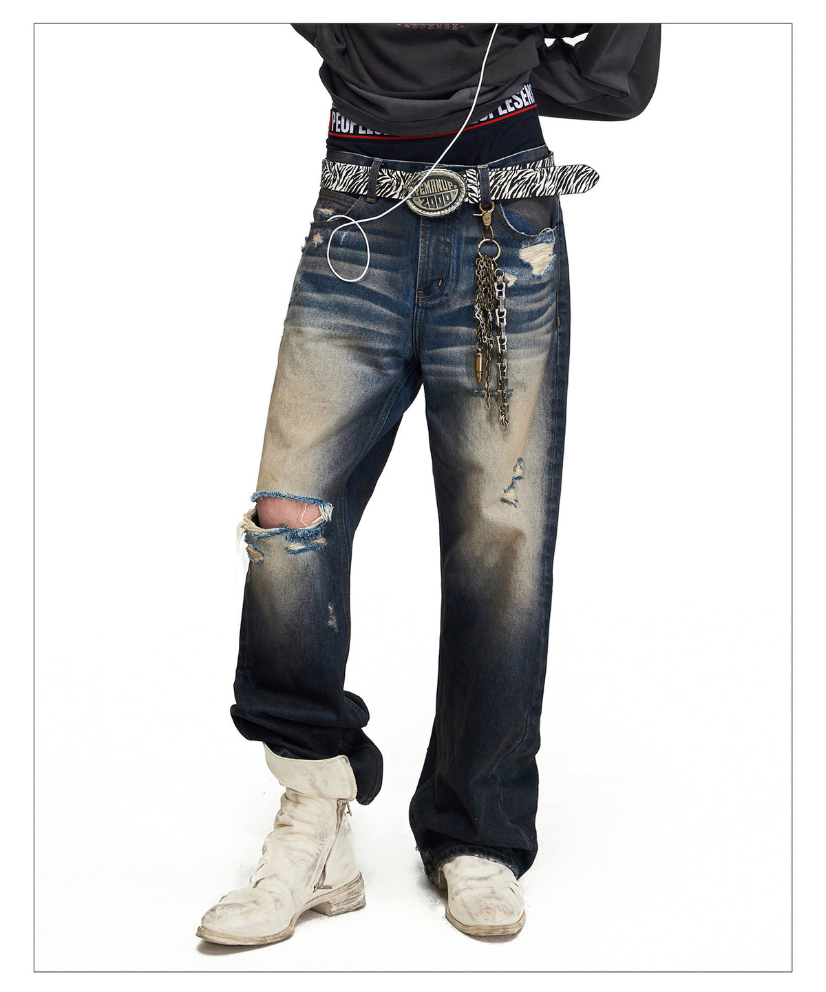 Vintage-Style Micro-Flared Denim Pants