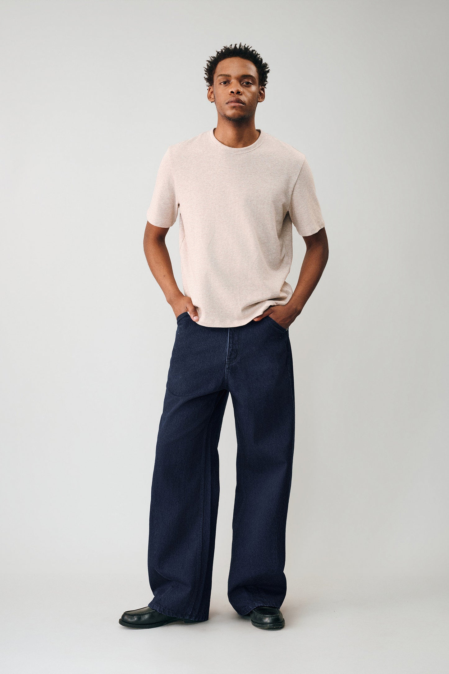 Diagonal Stitching Denim Pants