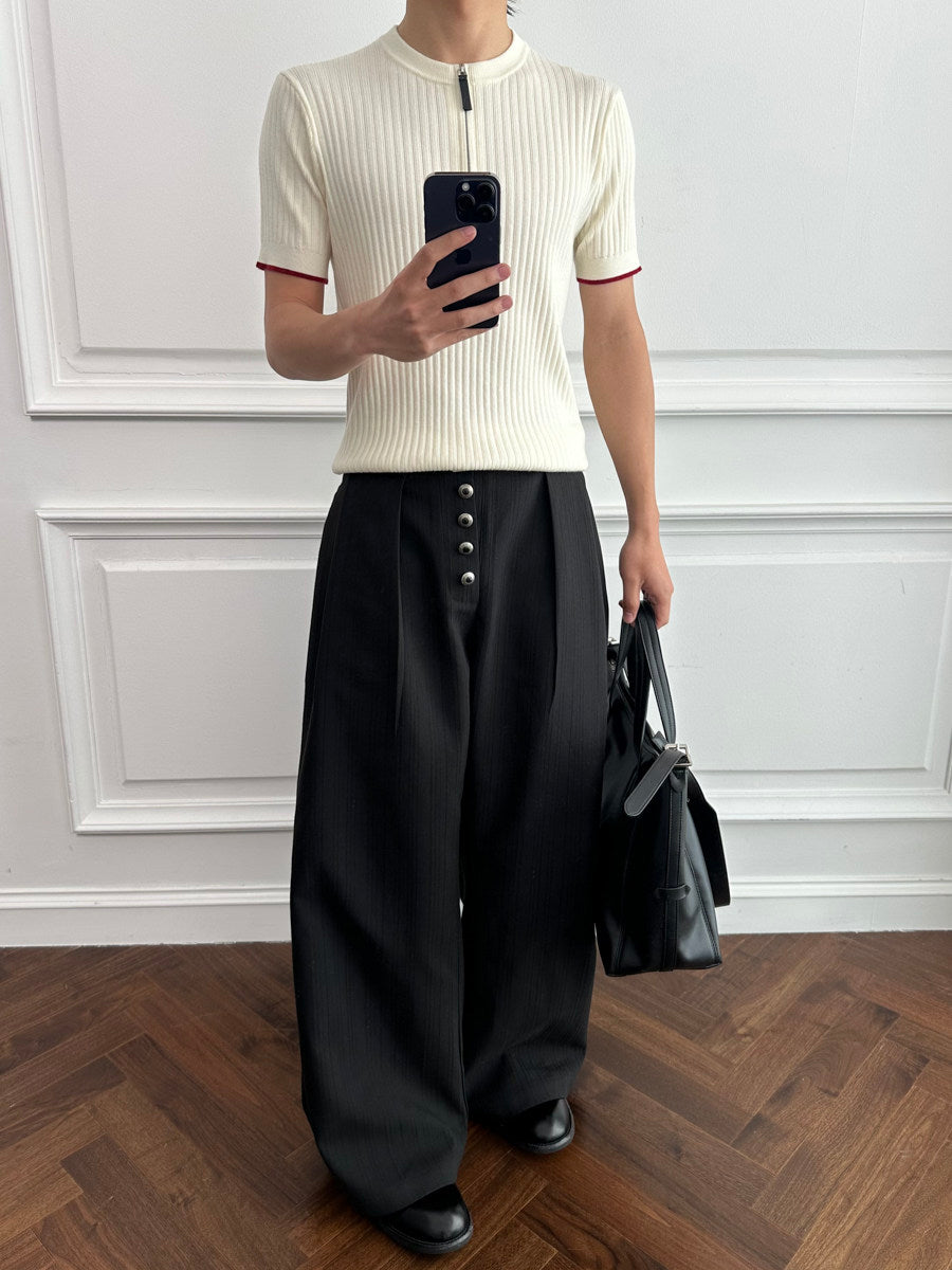 Niche Design Zipper Knit Shirt