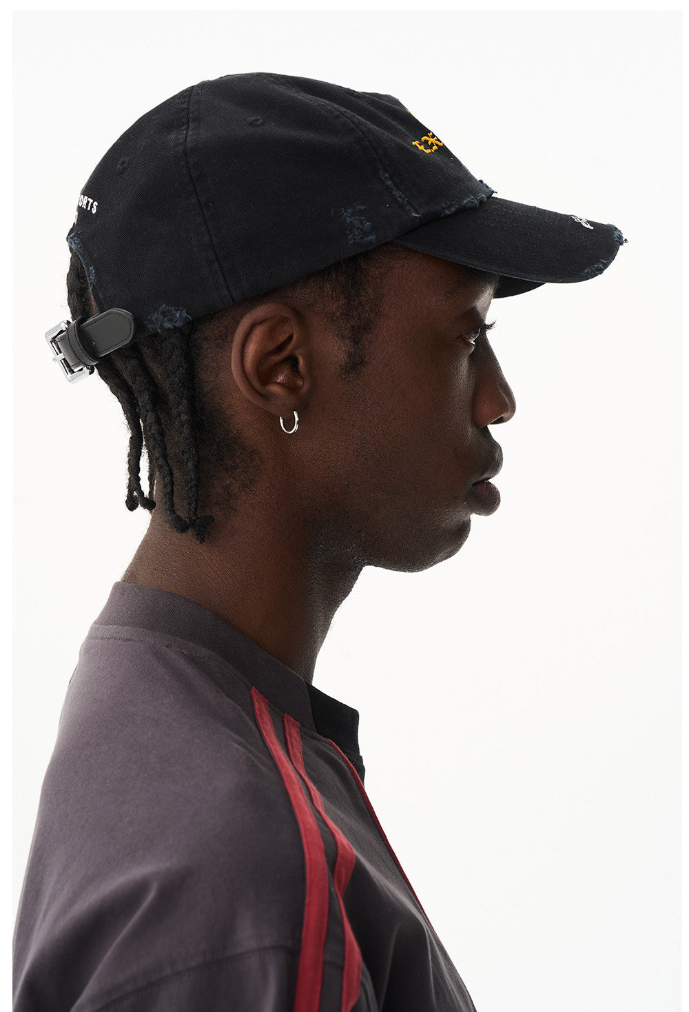 Wash-treated cap with embroidered patch