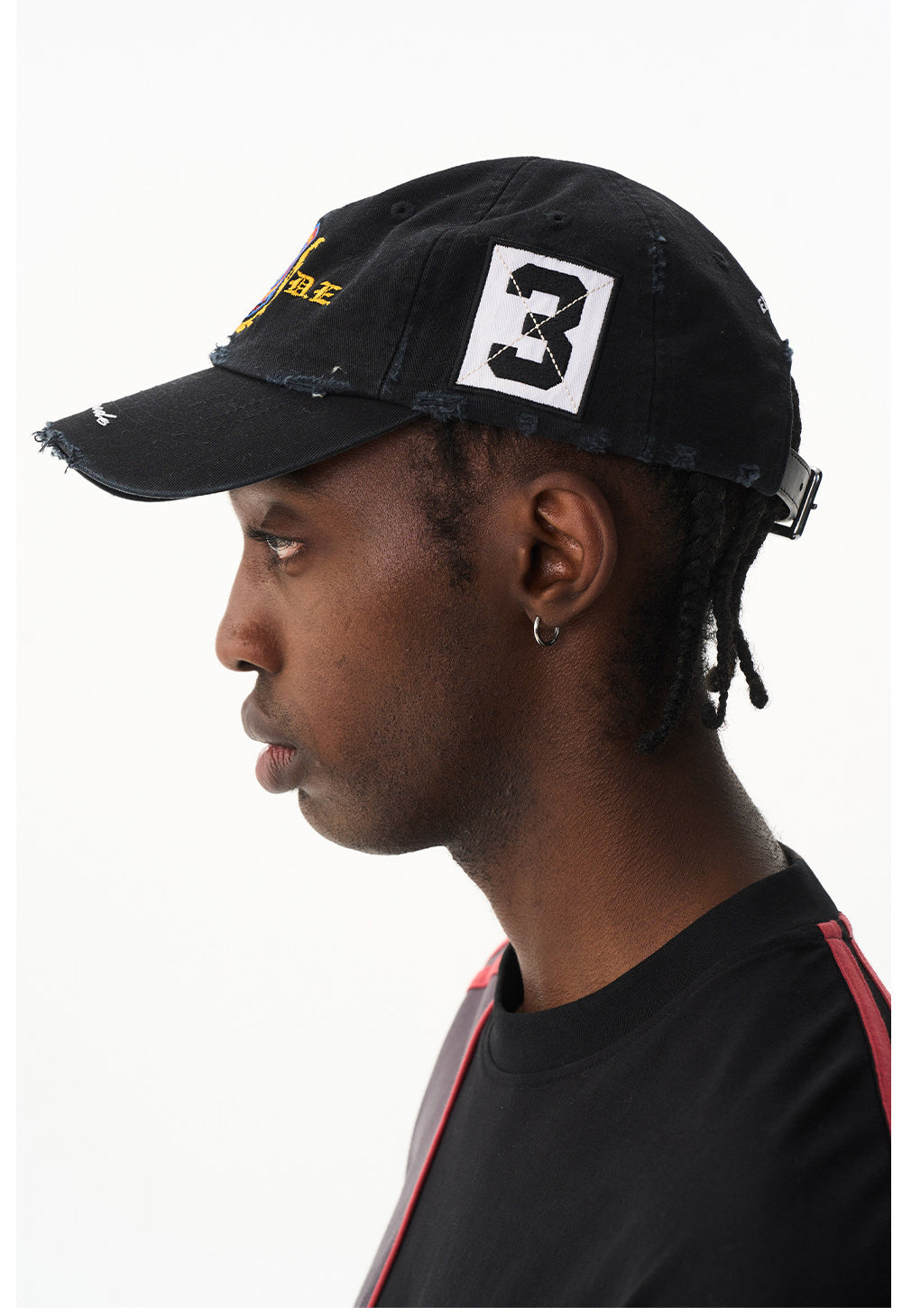 Wash-treated cap with embroidered patch