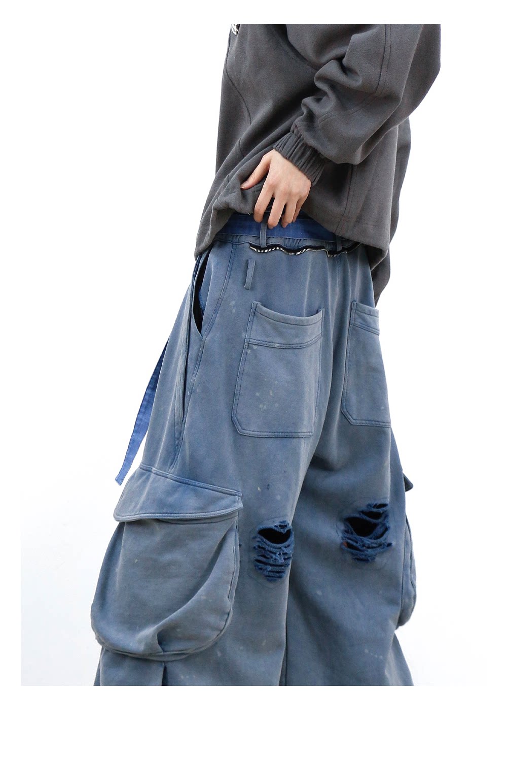 Double-Waist Cargo Sweatpants