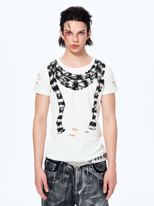 Printed Slim-Fit Sleeveless T-Shirt