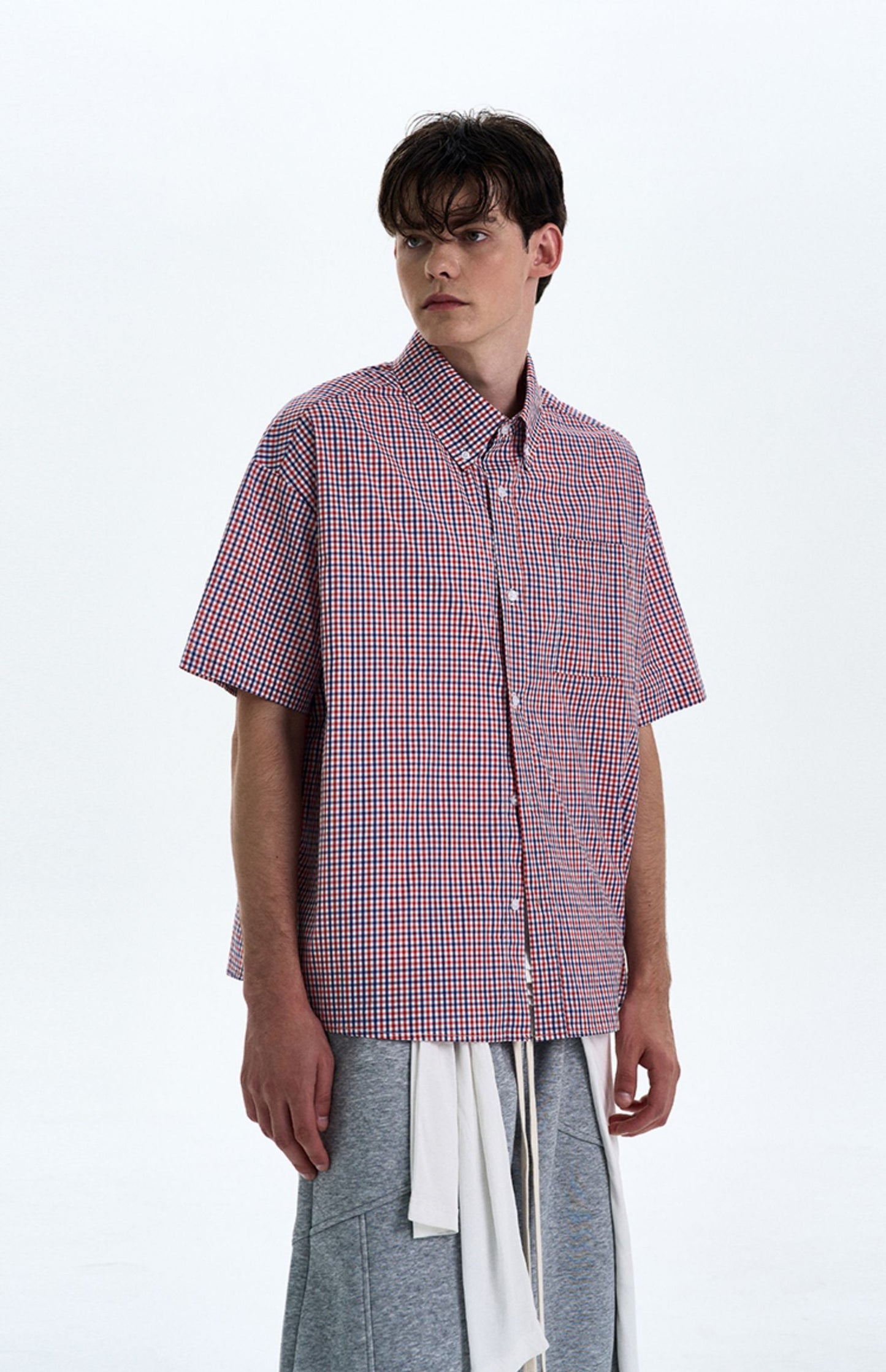 Contrast Color Check Shirt